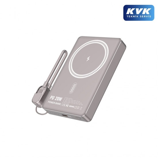 Rova PWS630A 10000 mAh MagSafe Kablosuz Hızlı Şarj Powerbank- Akıllı Saat Şarj Özellikli (Gold)