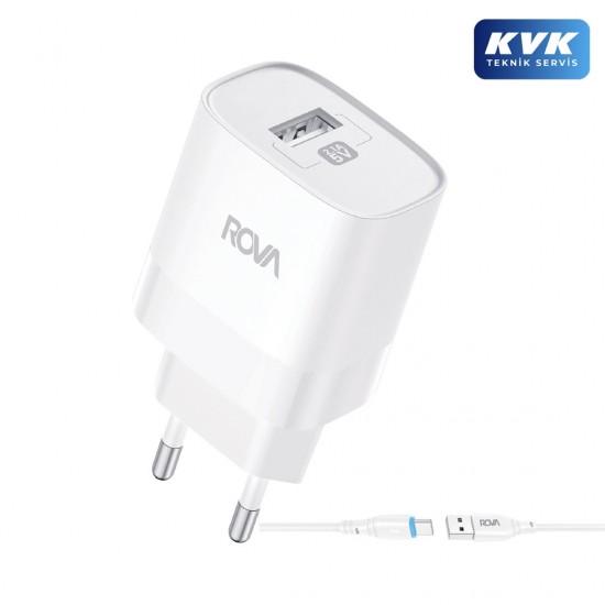 Rova SB106T 20W Type-C PD Hızlı Şarj Adaptörü + 1 Metre Type-C to Type-C Kablo Seti