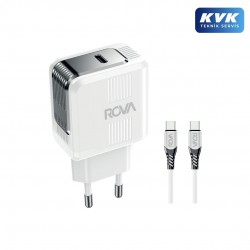 Rova SB110T 20W Type-C PD Hızlı Şarj Adaptörü + 1 Metre Type-C Kablo Seti