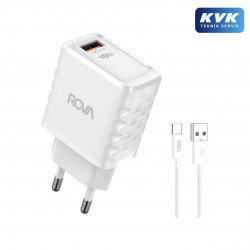Rova SB113T 18W Hızlı Şarj Adaptörü + 1 Metre USB to Type-C Kablo Seti