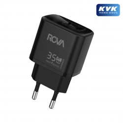 Rova SB119 35W 2 Portlu Type-C Hızlı Şarj Başlığı - Güvenlik Sertifikalı Akıllı Akım Korumalı Adaptör