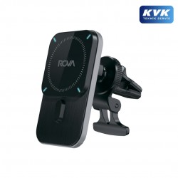 Rova WTM401 15W Kablosuz Hızlı Şarjlı Manyetik Araç Tutucu - 360° Döner Başlık & Güçlü Mıknatıslı Telefon Tutacağı