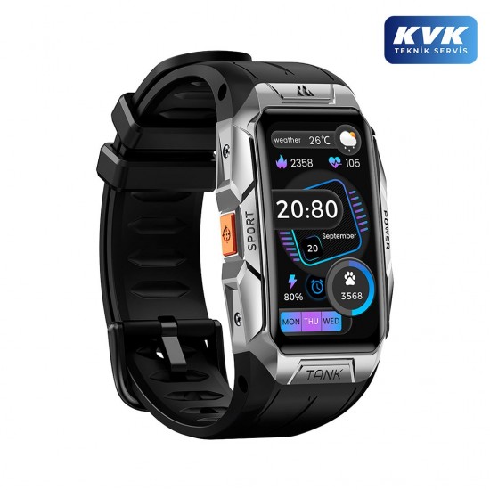 Kospet Tank X1 10 ATM & IP69K Su Geçirmez Akıllı Saat - Askeri Standartta Darbeye Dayanıklı (Gri)