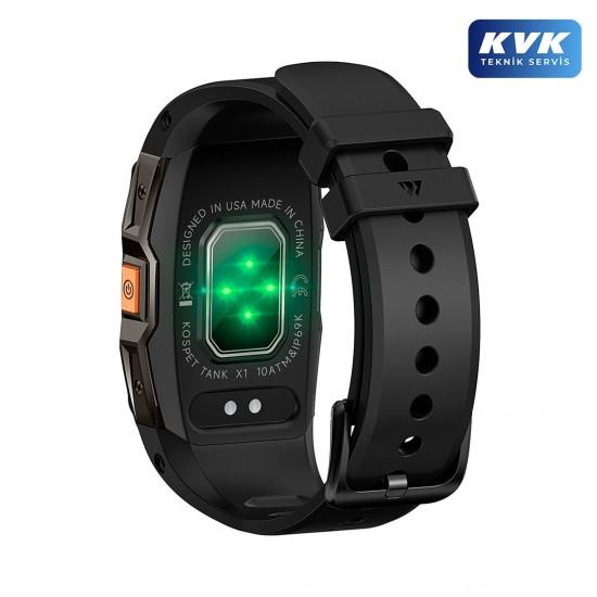 Kospet Tank X1 10 ATM & IP69K Su Geçirmez Akıllı Saat - Askeri Standartta Darbeye Dayanıklı (Siyah)