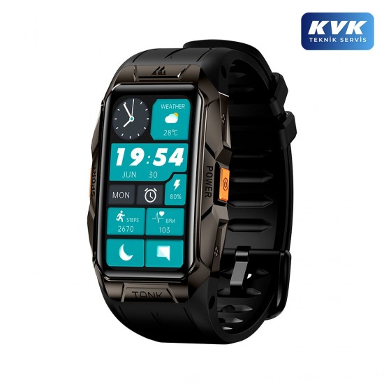 Kospet Tank X1 10 ATM & IP69K Su Geçirmez Akıllı Saat - Askeri Standartta Darbeye Dayanıklı (Siyah)
