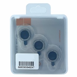 iPhone 12 Pro Max Uyumlu Kristal Taşlı Kamera Lens Koruyucu (Gold)